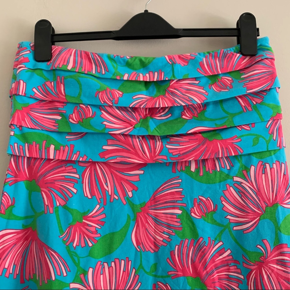 Strapless Floral Summer Dress in Turquoise and Pink - Picture 7 of 8